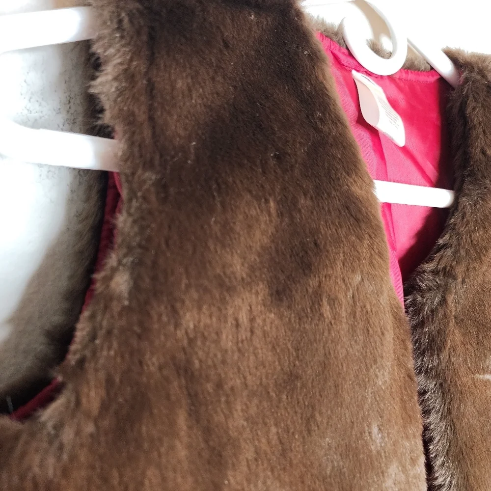 Gymboree Plush Faux Fur Brown Vest Kids‎ Size Large 10-12